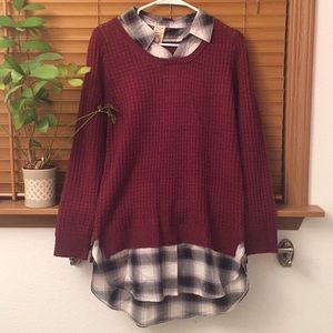 Deep Burgundy Women V-Neck Sweater